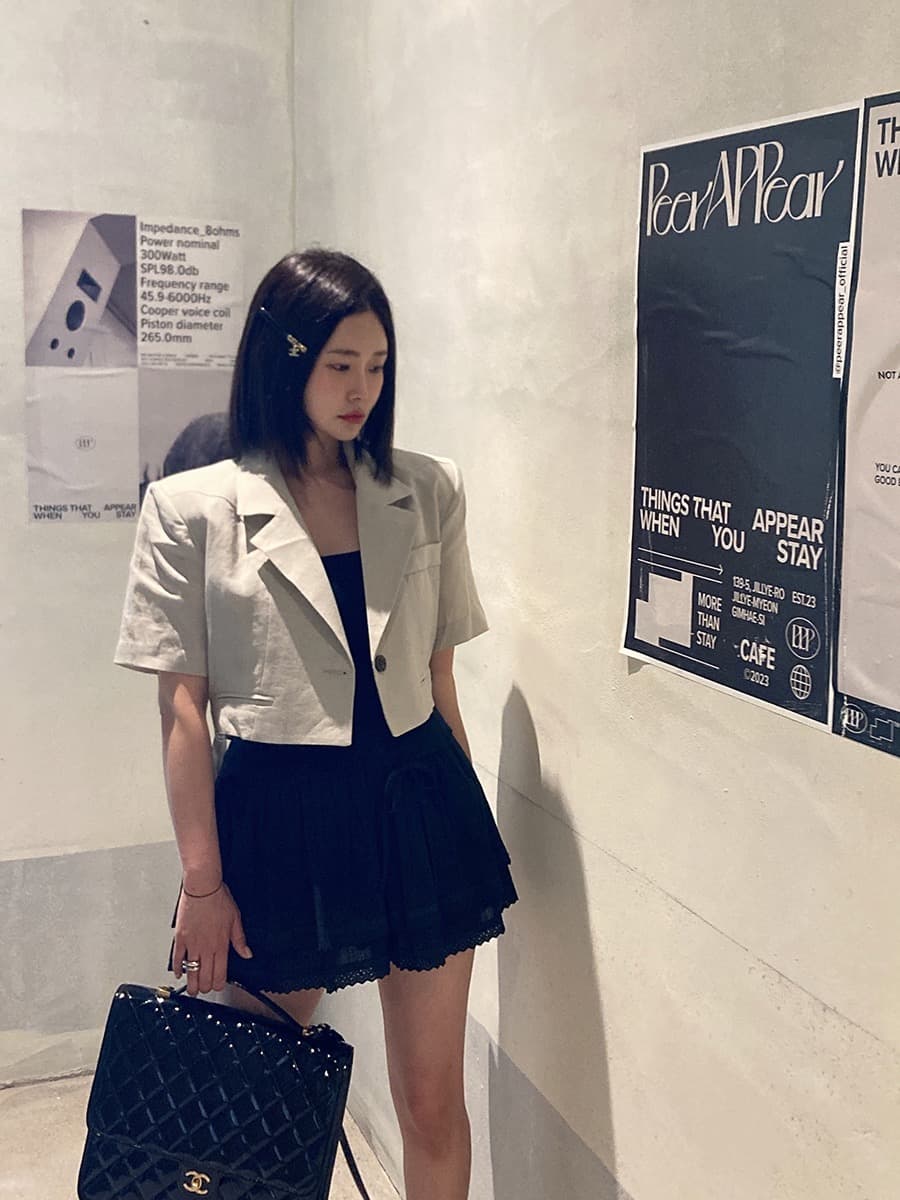 있음 선적 쇼트 스타일 정장 칼라 허리 레이스 업 셔츠 상세 이미지 7