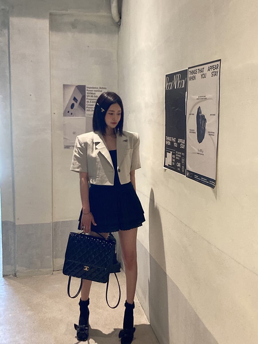 있음 선적 쇼트 스타일 정장 칼라 허리 레이스 업 셔츠 상세 이미지 8
