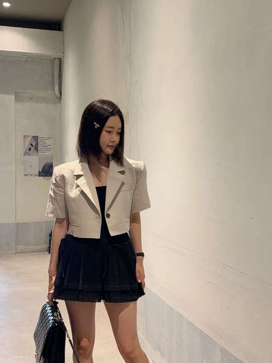 있음 선적 쇼트 스타일 정장 칼라 허리 레이스 업 셔츠 상세 이미지 11
