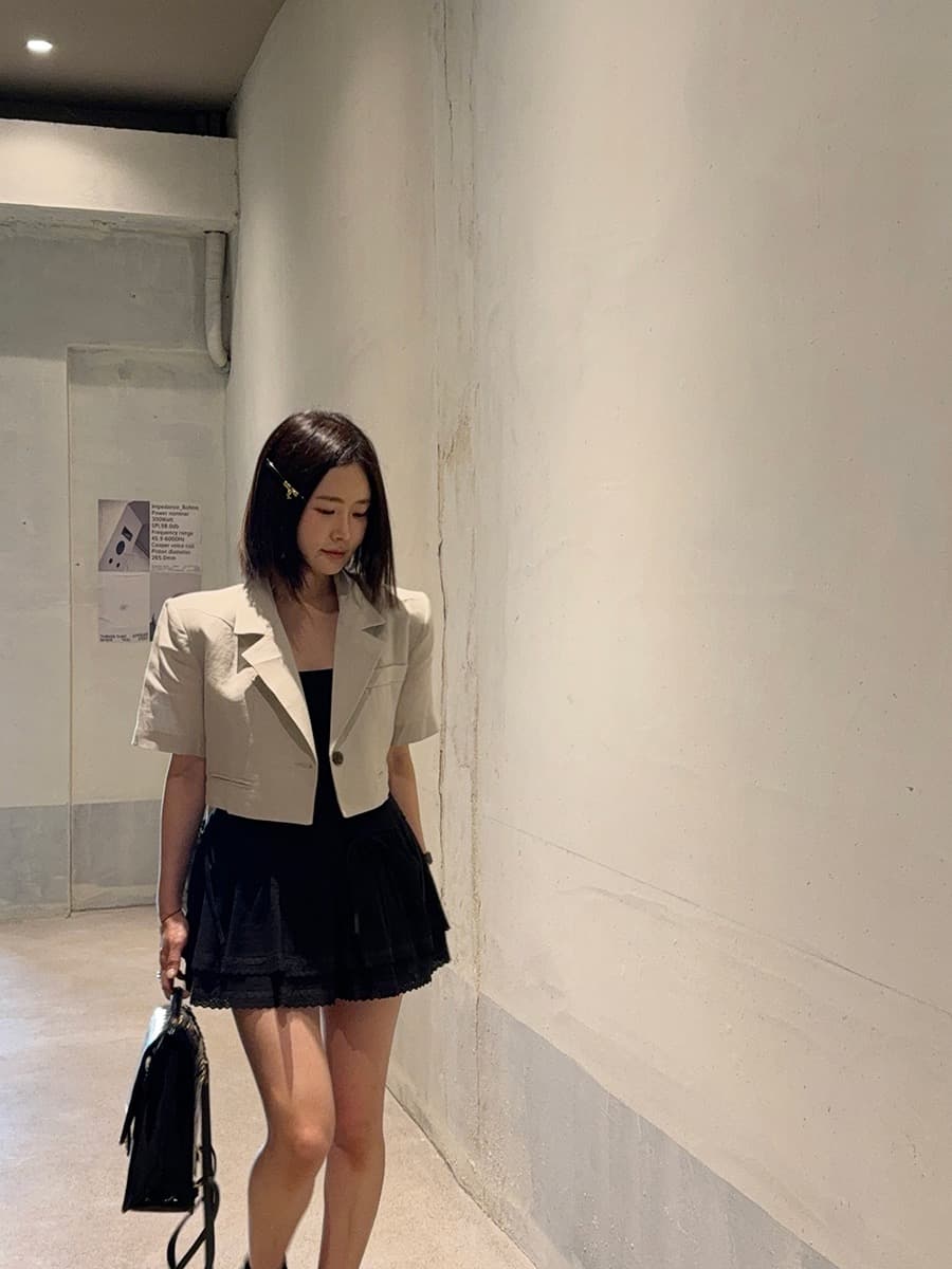 있음 선적 쇼트 스타일 정장 칼라 허리 레이스 업 셔츠 상세 이미지 12