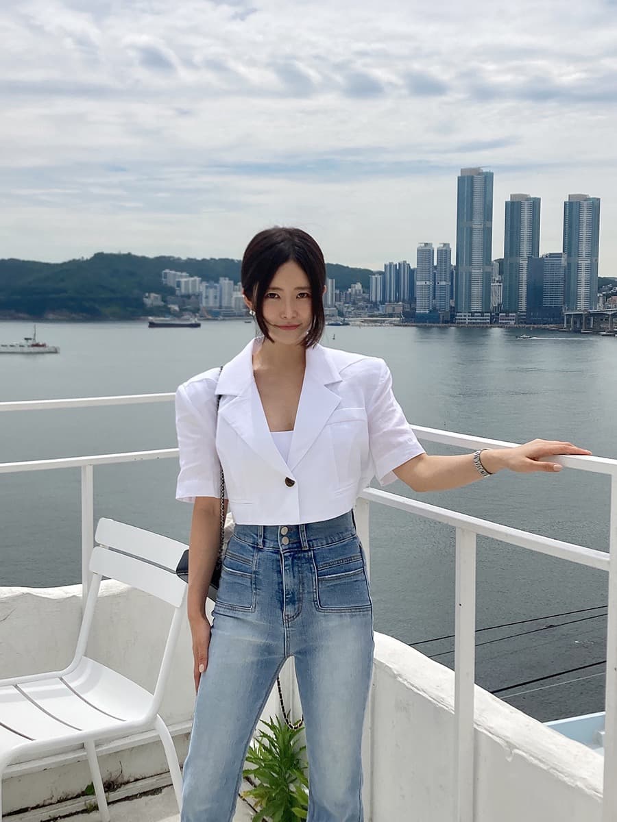 있음 선적 쇼트 스타일 정장 칼라 허리 레이스 업 셔츠 상세 이미지 35