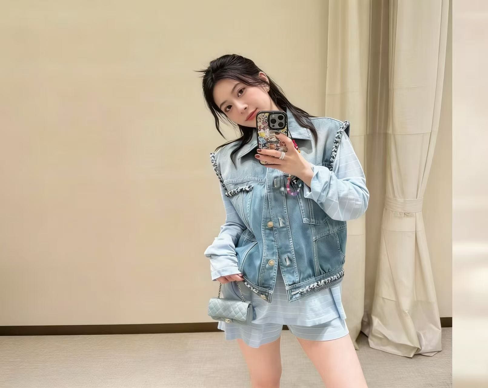 한국 스타일 새로운 데님 베스트 여자 여름 루즈핏 쇼트 스타일 재킷 패션 다용도 공예 로프 패치워크 상세 이미지 18