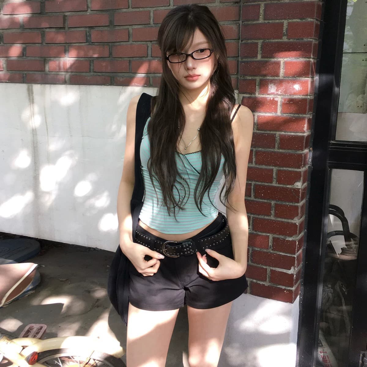 재고 있음 chic 한 부서 다용도 천년기 바람 레트로 조끼 작은 슬링 스트라이프 맨위 상세 이미지 4