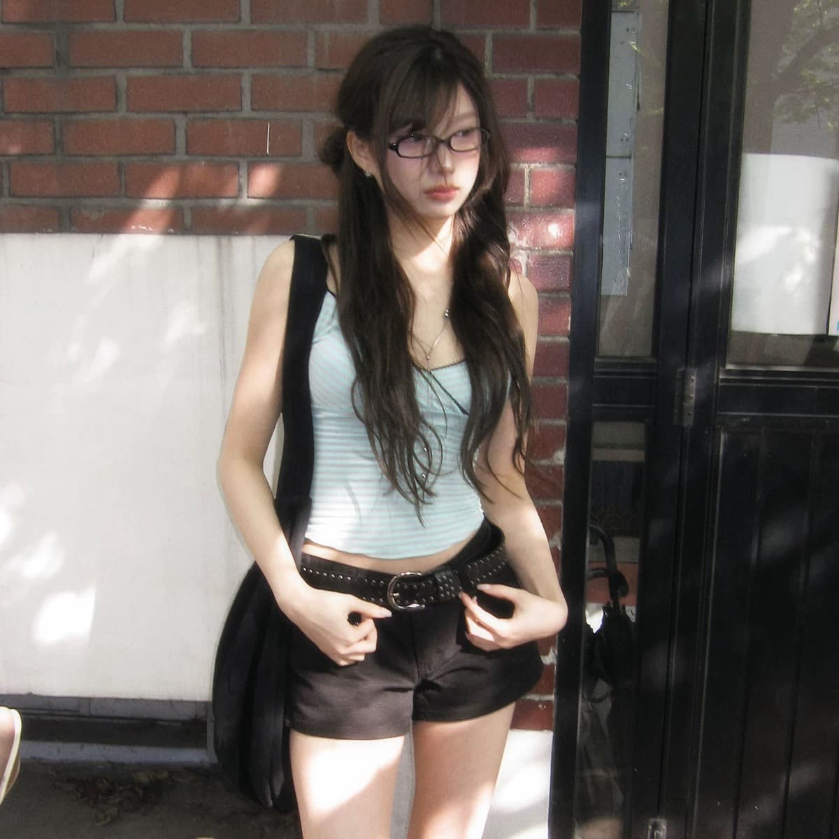 재고 있음 chic 한 부서 다용도 천년기 바람 레트로 조끼 작은 슬링 스트라이프 맨위 상세 이미지 10