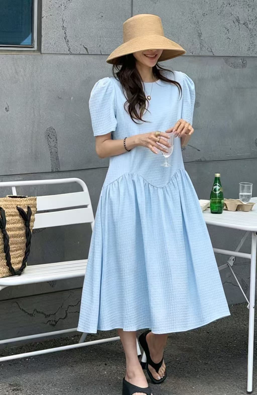 재고 있음 한 스타일 무거운 작업 3 차원 연령 감소 슬림해 보이는 중간 길이 드레스 상세 이미지 10