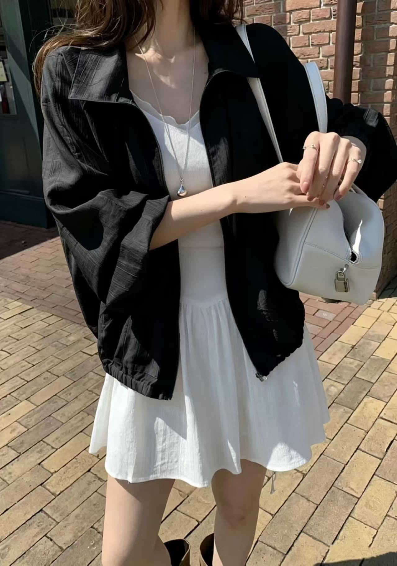 있음 창고 한국 동대문 얇은 스타일 지퍼 폴로 칼라 긴팔 자외선 차단 셔츠 재킷 재킷 상세 이미지 2