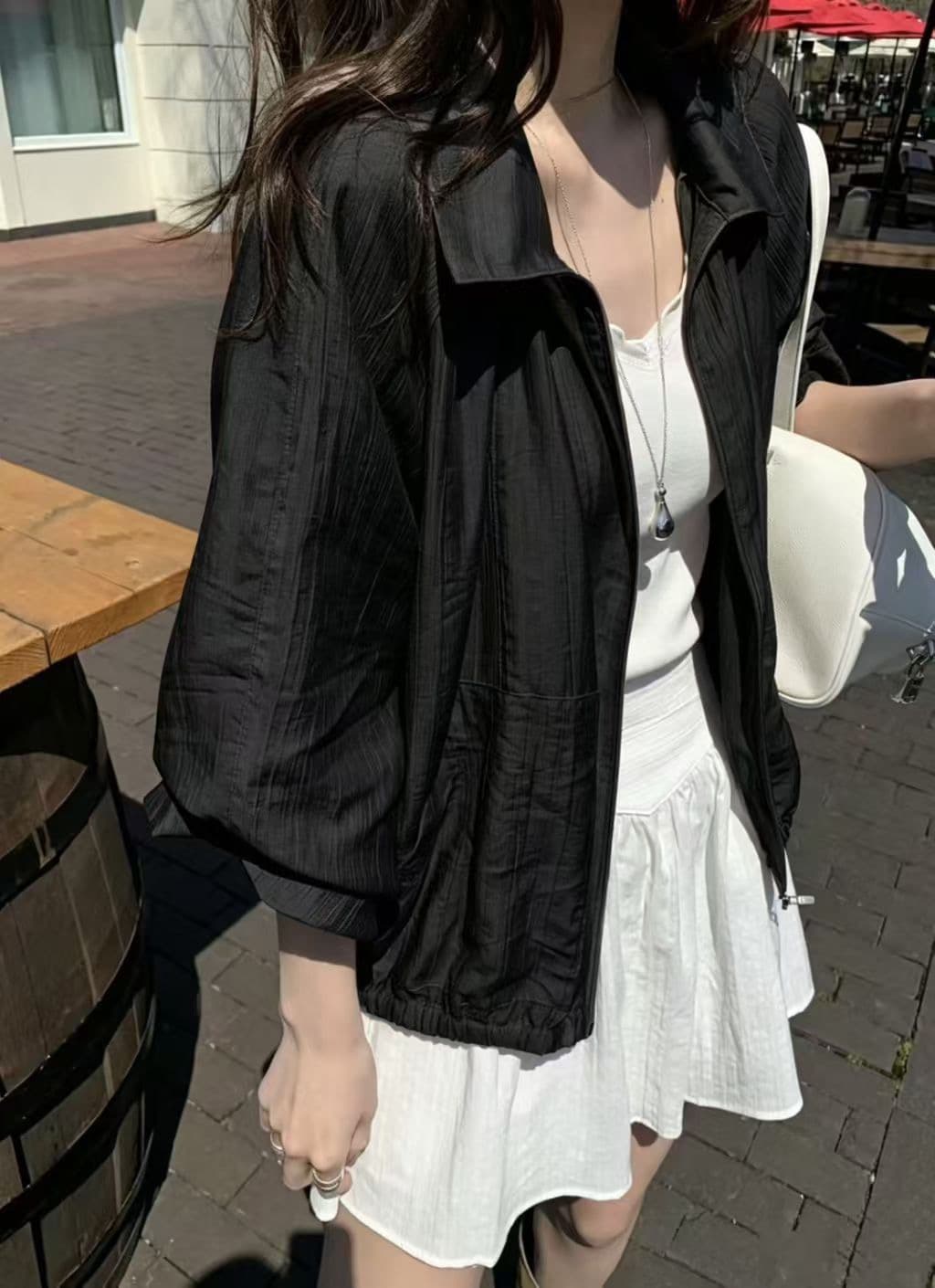 있음 창고 한국 동대문 얇은 스타일 지퍼 폴로 칼라 긴팔 자외선 차단 셔츠 재킷 재킷 상세 이미지 3