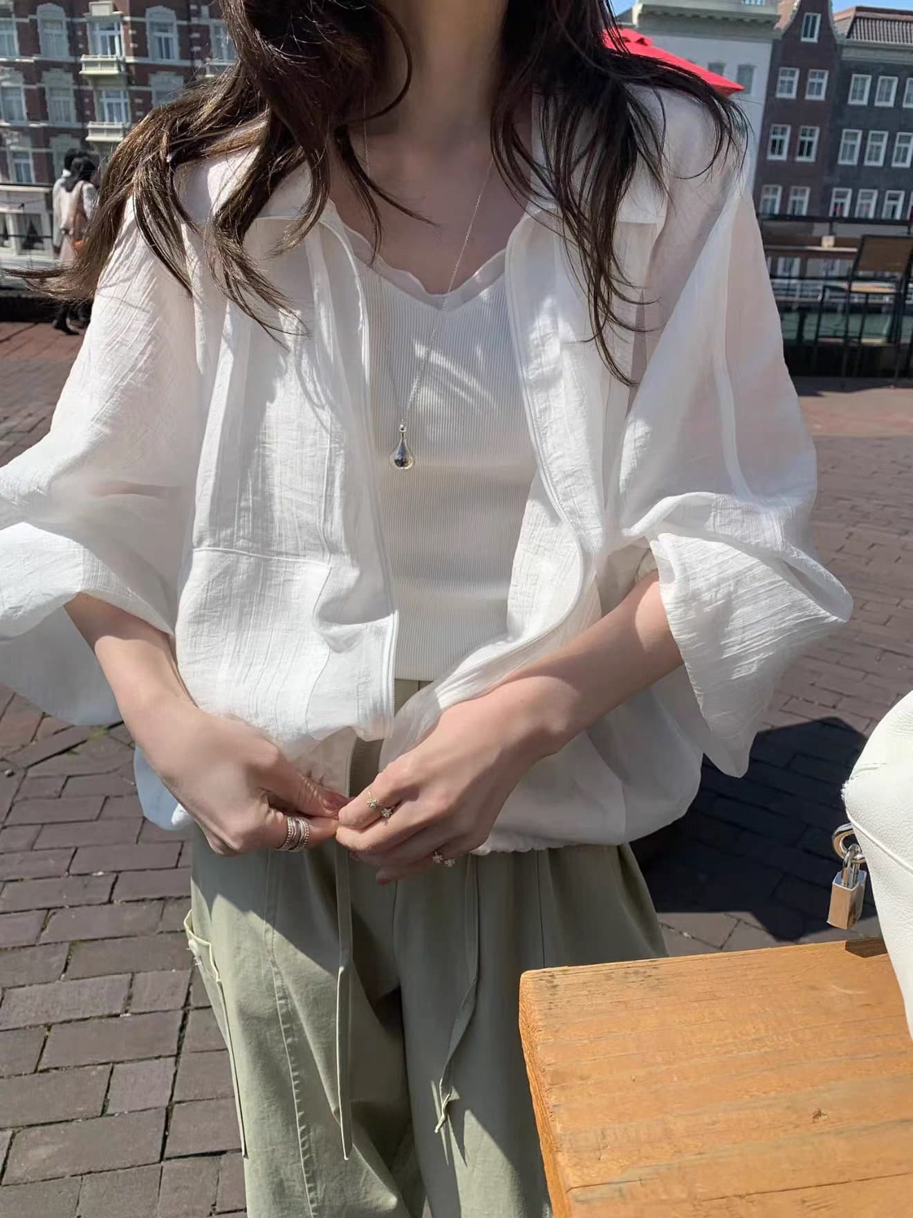있음 창고 한국 동대문 얇은 스타일 지퍼 폴로 칼라 긴팔 자외선 차단 셔츠 재킷 재킷 상세 이미지 8