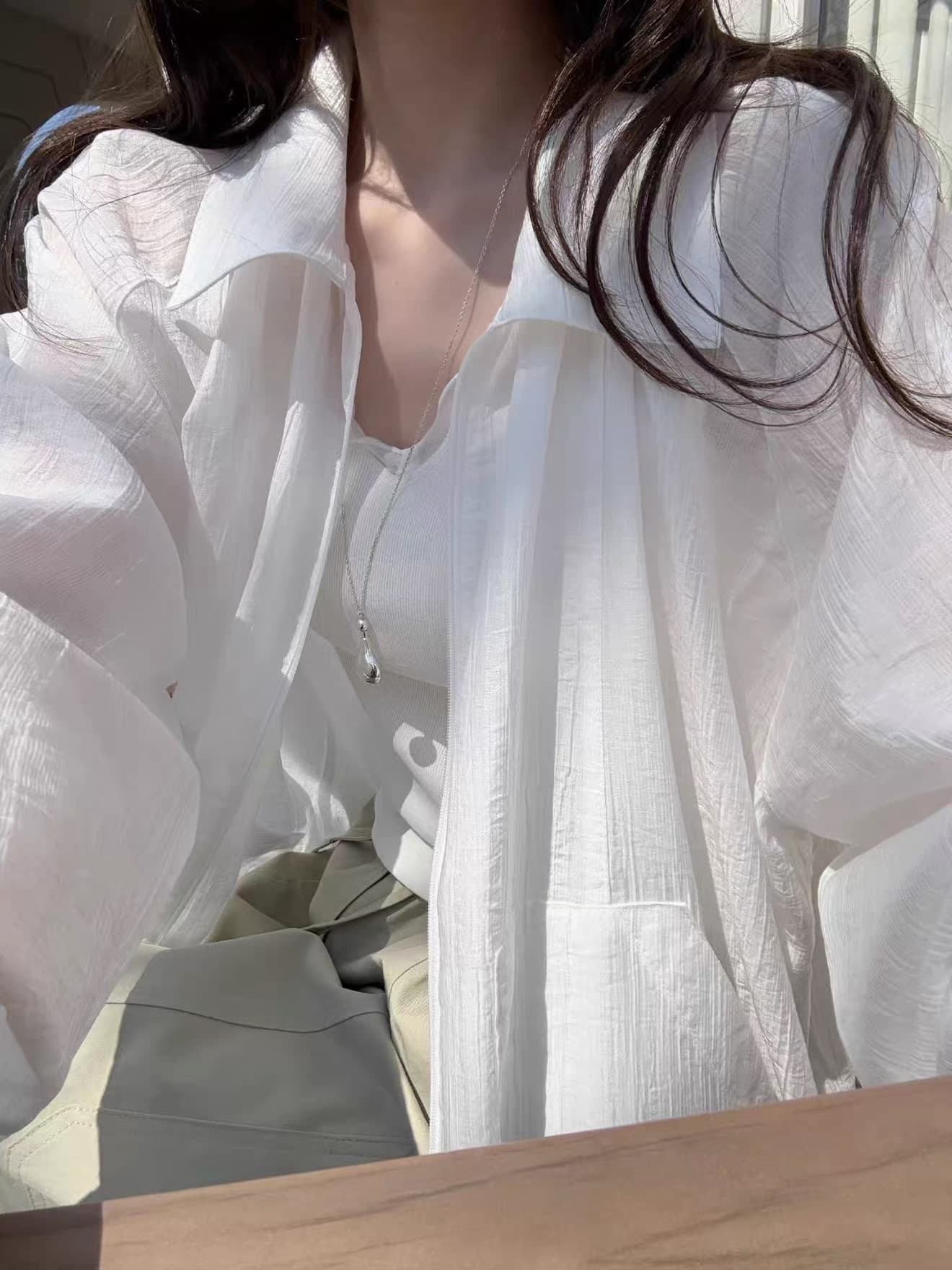 있음 창고 한국 동대문 얇은 스타일 지퍼 폴로 칼라 긴팔 자외선 차단 셔츠 재킷 재킷 상세 이미지 9