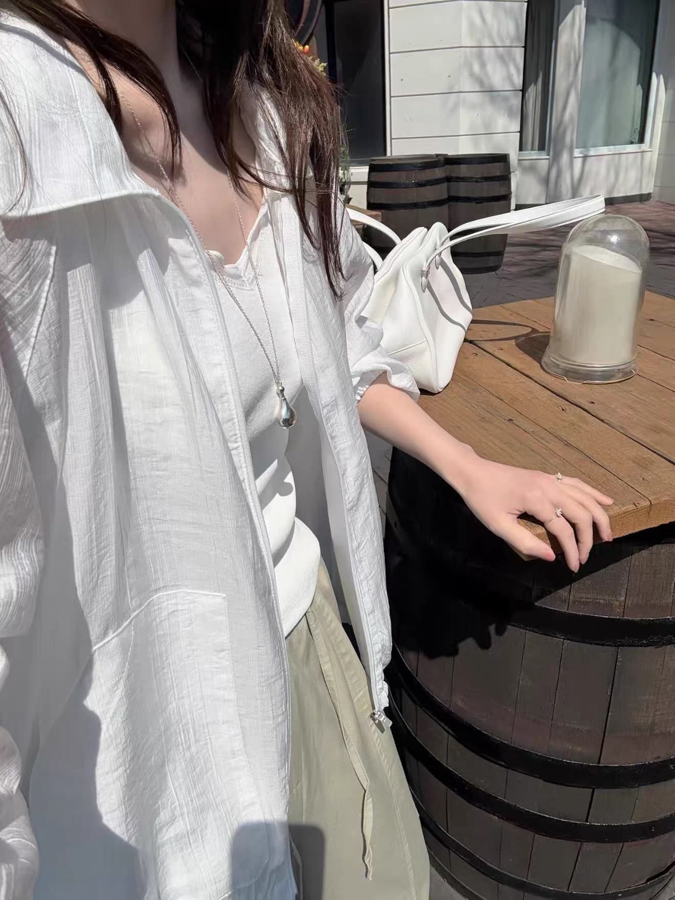 있음 창고 한국 동대문 얇은 스타일 지퍼 폴로 칼라 긴팔 자외선 차단 셔츠 재킷 재킷 상세 이미지 12