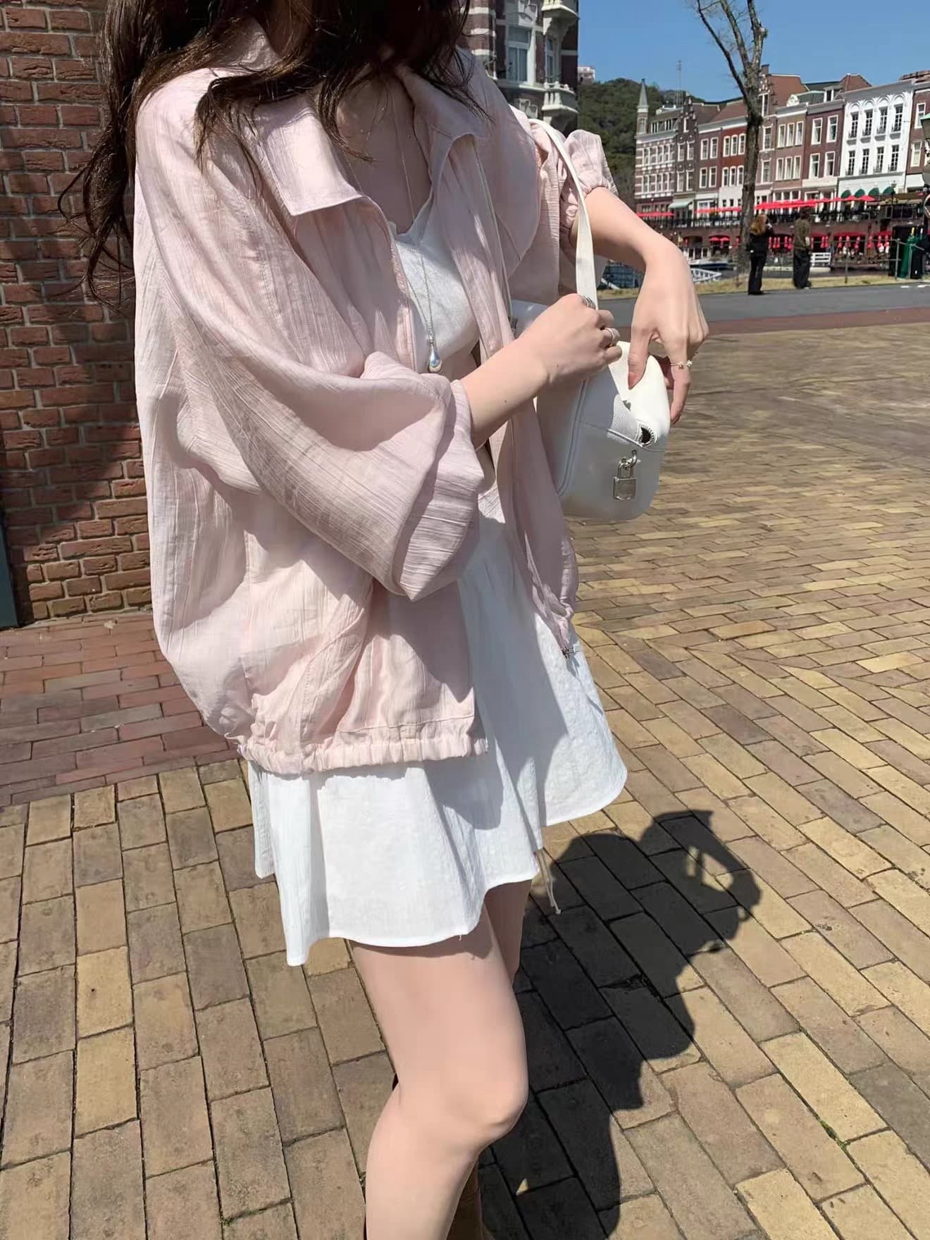 있음 창고 한국 동대문 얇은 스타일 지퍼 폴로 칼라 긴팔 자외선 차단 셔츠 재킷 재킷 상세 이미지 13