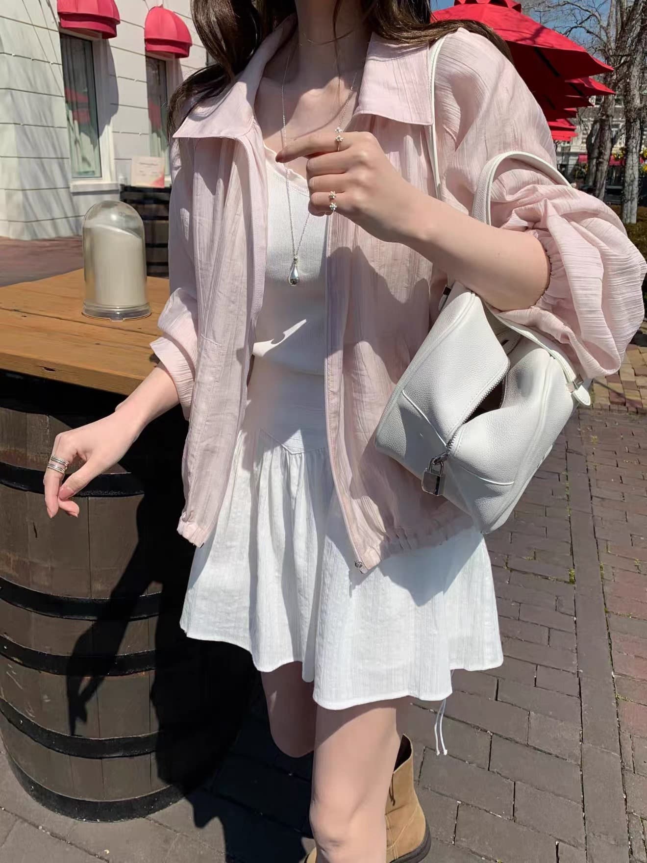 있음 창고 한국 동대문 얇은 스타일 지퍼 폴로 칼라 긴팔 자외선 차단 셔츠 재킷 재킷 상세 이미지 14