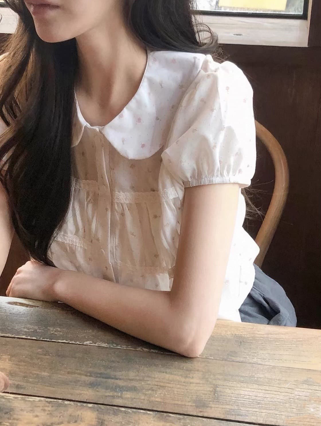 한국 동대문 2026 새로운 한국 스타일 베이비 칼라 다용도 맨위 블라우스 상세 이미지 5