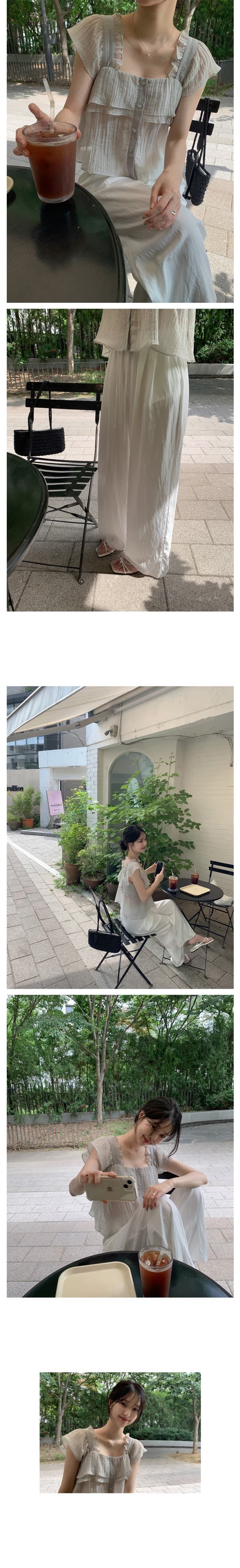 재고 있음 chic 한국 스타일 마이크로 ~을 통해 슬립 싱글 줄 버튼 셔츠 상세 이미지 2