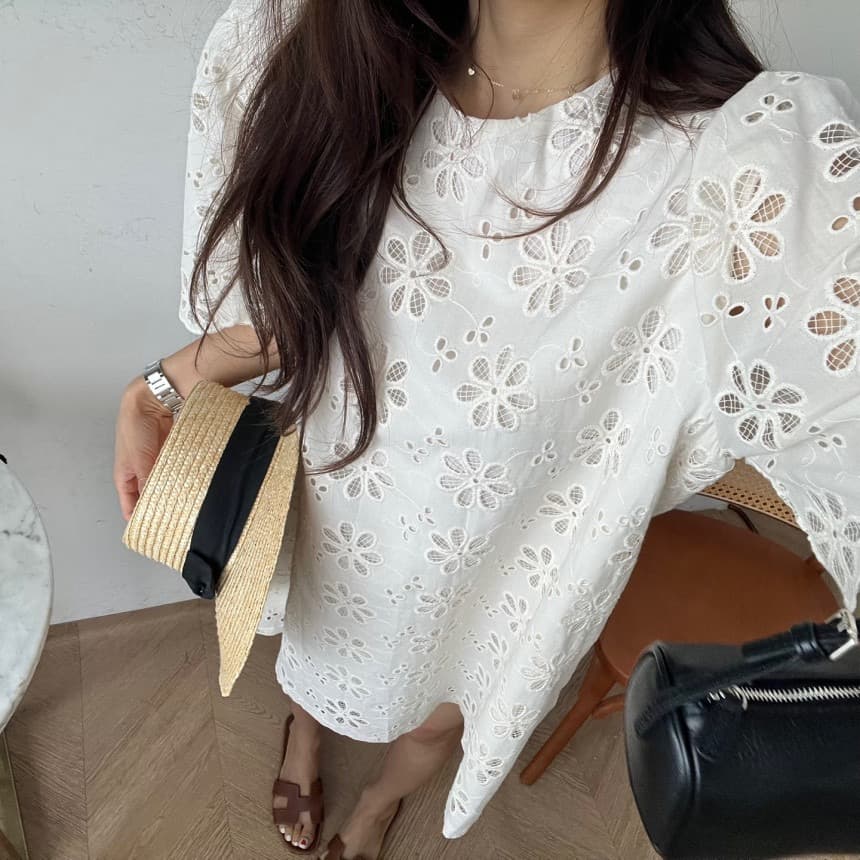 재고 있음 한 스타일 달콤함 연령 감소 무거운 작업 자수 드레스 상세 이미지 14