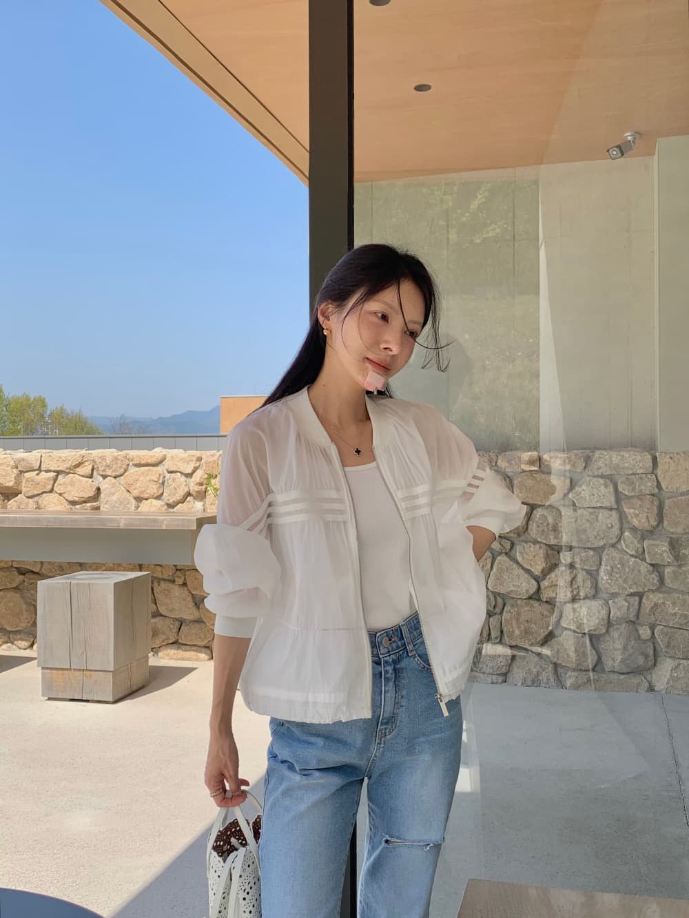 재고 있음 한 스타일 디자인 센스 자외선 차단 얇은 스타일 재킷 상세 이미지 21