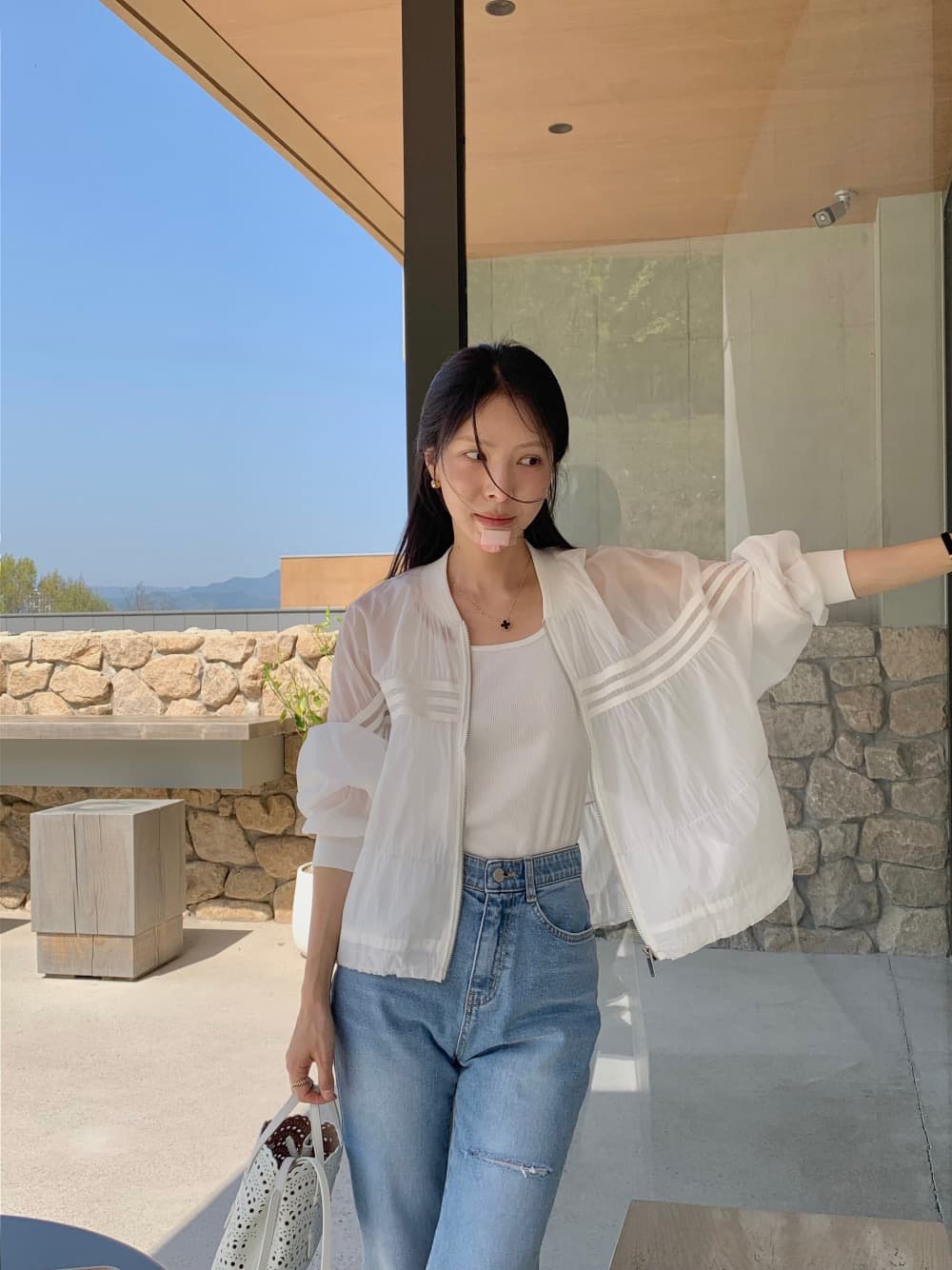 재고 있음 한 스타일 디자인 센스 자외선 차단 얇은 스타일 재킷 상세 이미지 22