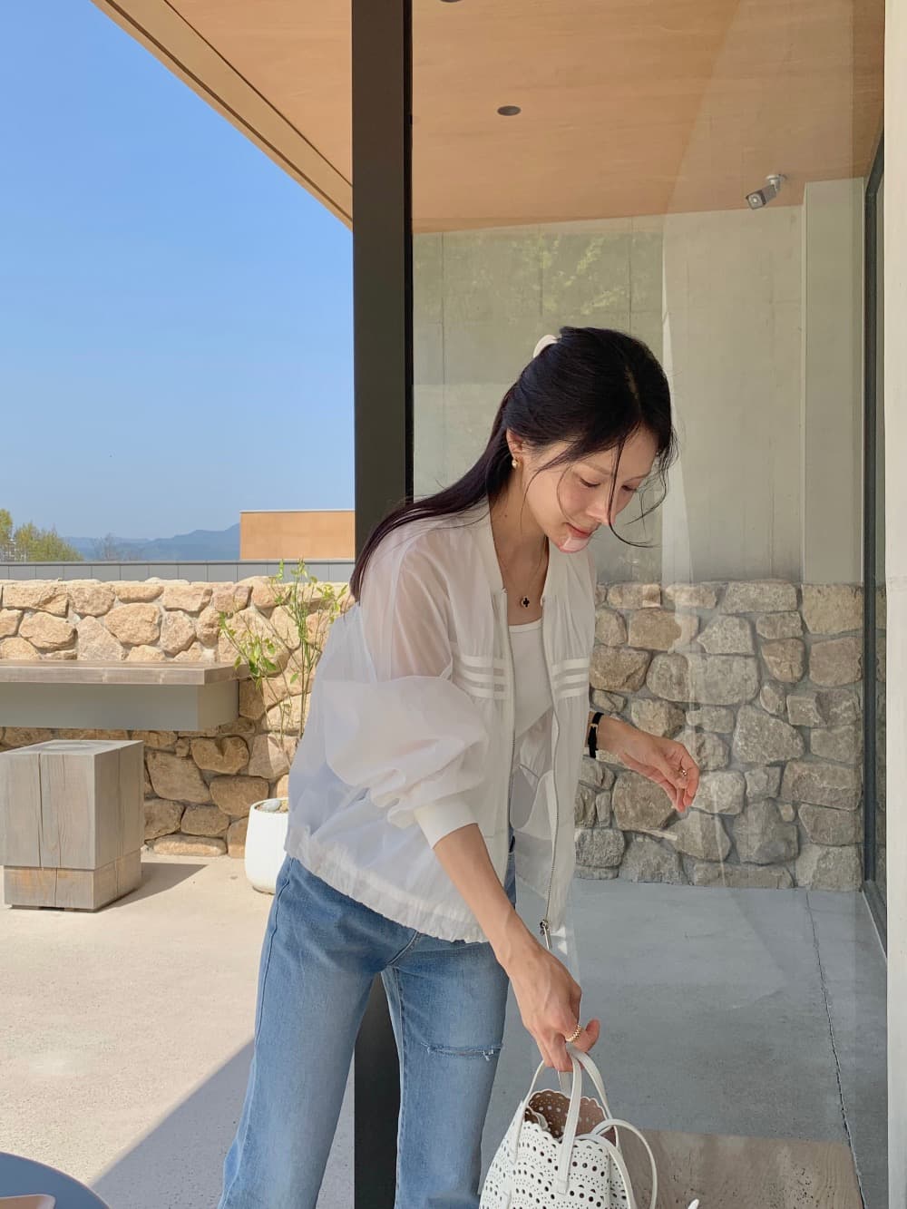 재고 있음 한 스타일 디자인 센스 자외선 차단 얇은 스타일 재킷 상세 이미지 29