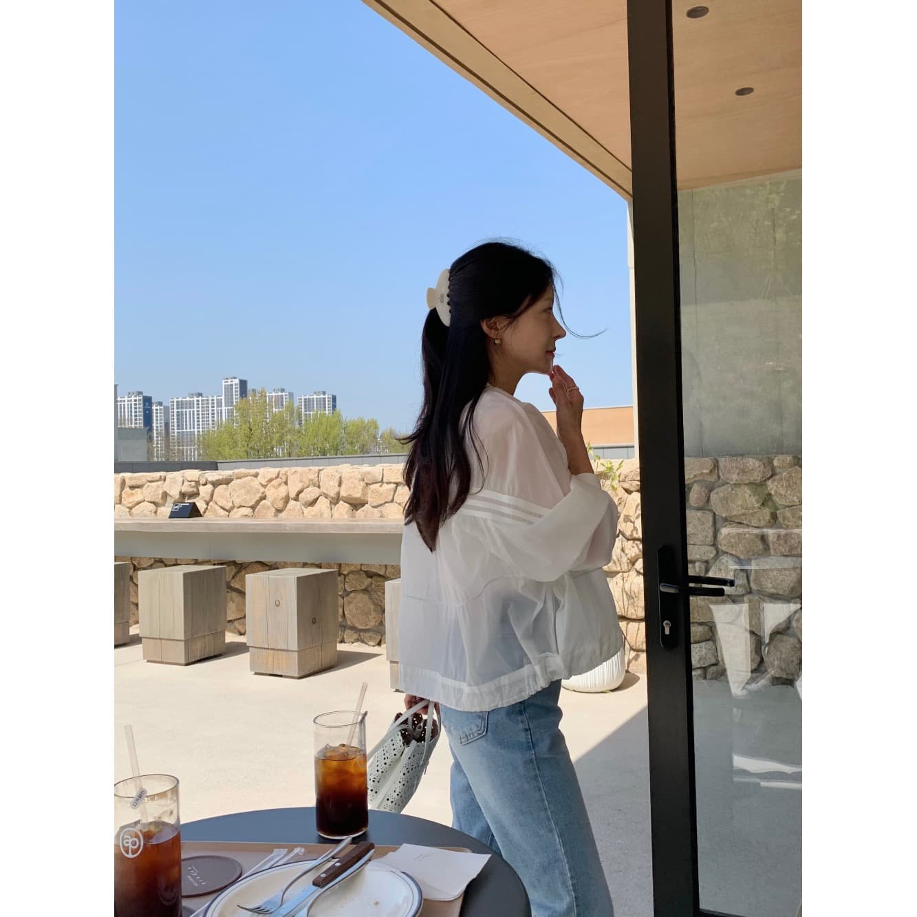 재고 있음 한 스타일 디자인 센스 자외선 차단 얇은 스타일 재킷 상세 이미지 41