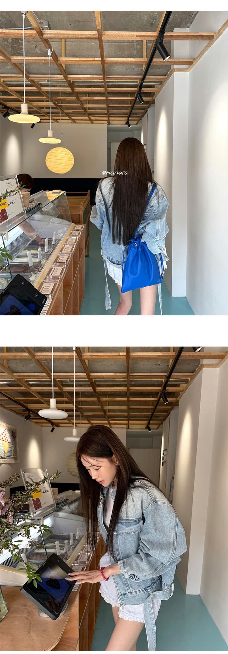 한국 스타일 새로운 워크웨어 바람 카우보이 바깥 세트 여성 의류 폴로 칼라 루즈핏 슬림해 보이는 쇼트 스타일 데님 재킷 상세 이미지 14