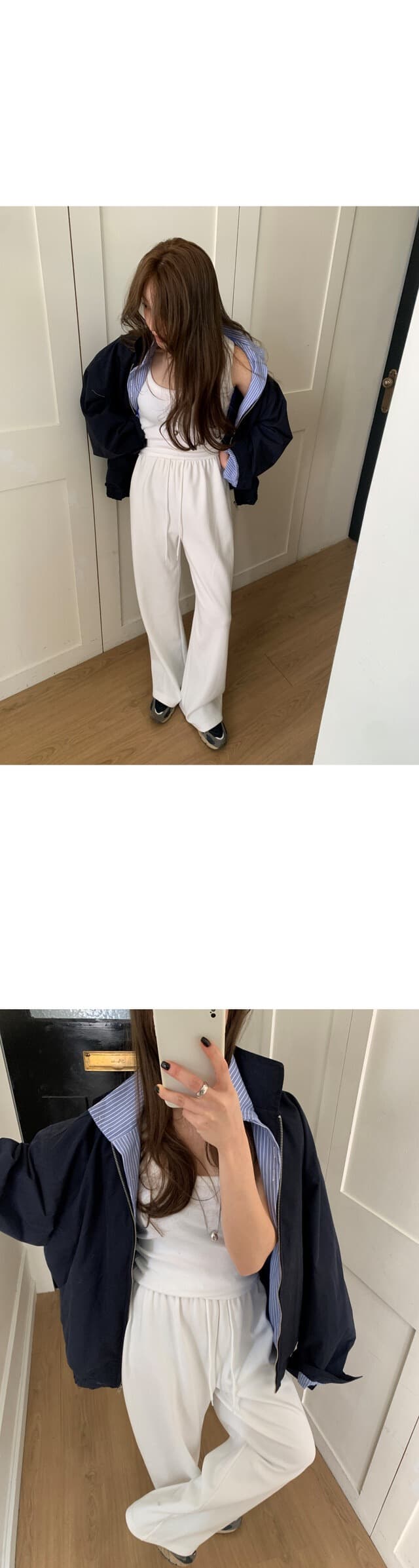 재고 있음 한 부서 패션 스트라이프 패치워크 폴로 칼라 오픈 가디건 재킷 재킷 가을 맨위 상세 이미지 1