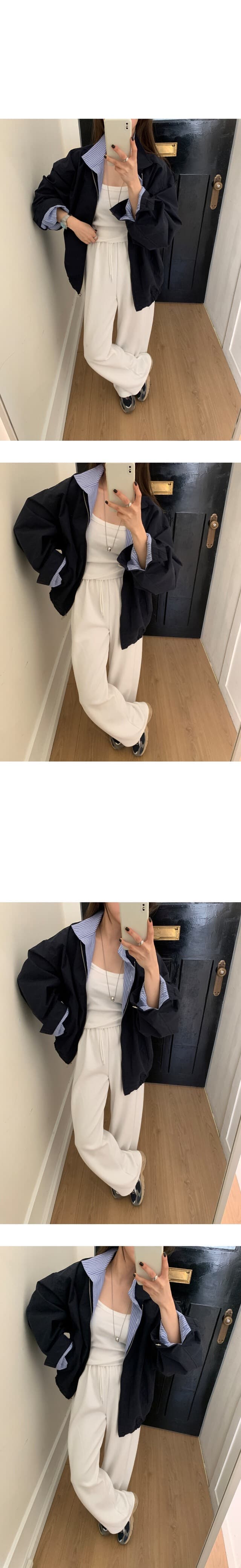 재고 있음 한 부서 패션 스트라이프 패치워크 폴로 칼라 오픈 가디건 재킷 재킷 가을 맨위 상세 이미지 6