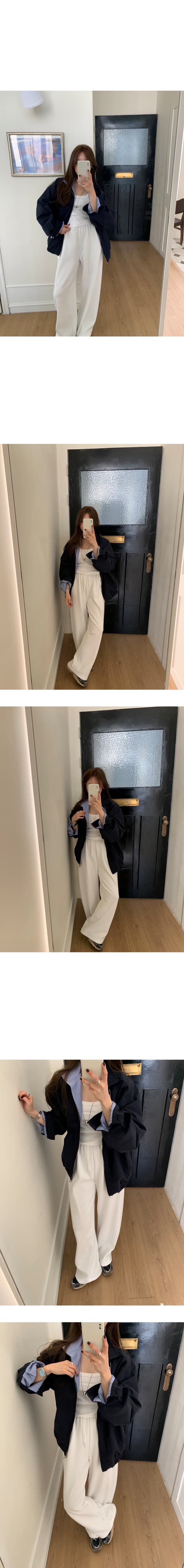 재고 있음 한 부서 패션 스트라이프 패치워크 폴로 칼라 오픈 가디건 재킷 재킷 가을 맨위 상세 이미지 7
