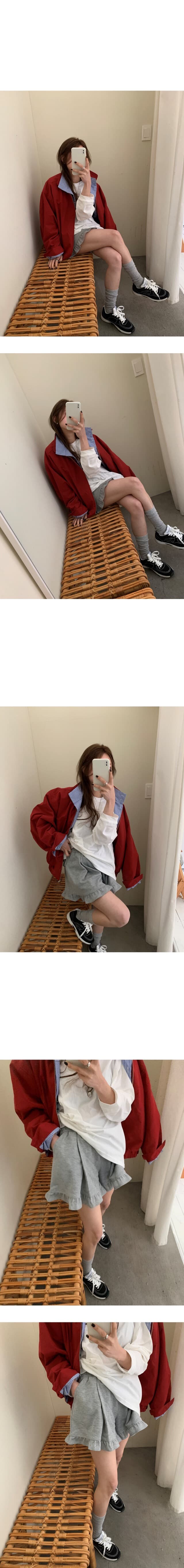 재고 있음 한 부서 패션 스트라이프 패치워크 폴로 칼라 오픈 가디건 재킷 재킷 가을 맨위 상세 이미지 9