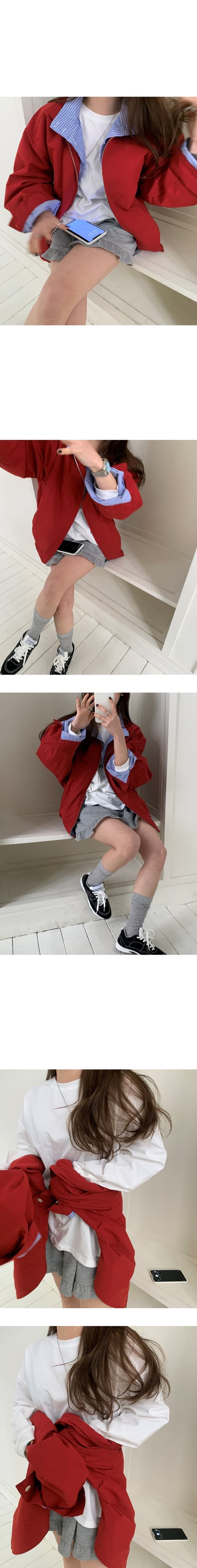 재고 있음 한 부서 패션 스트라이프 패치워크 폴로 칼라 오픈 가디건 재킷 재킷 가을 맨위 상세 이미지 10
