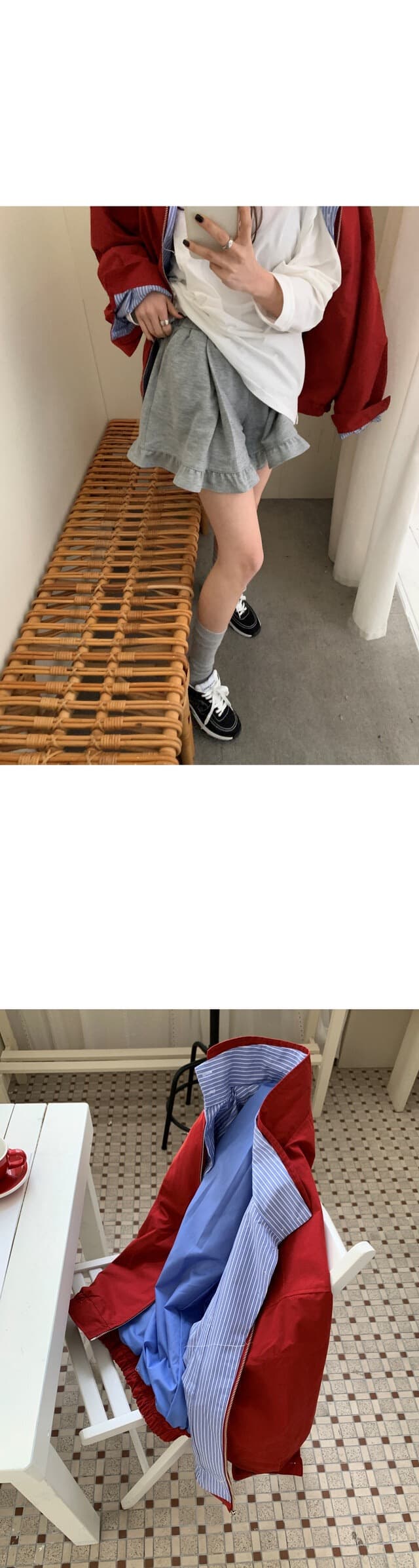 재고 있음 한 부서 패션 스트라이프 패치워크 폴로 칼라 오픈 가디건 재킷 재킷 가을 맨위 상세 이미지 11