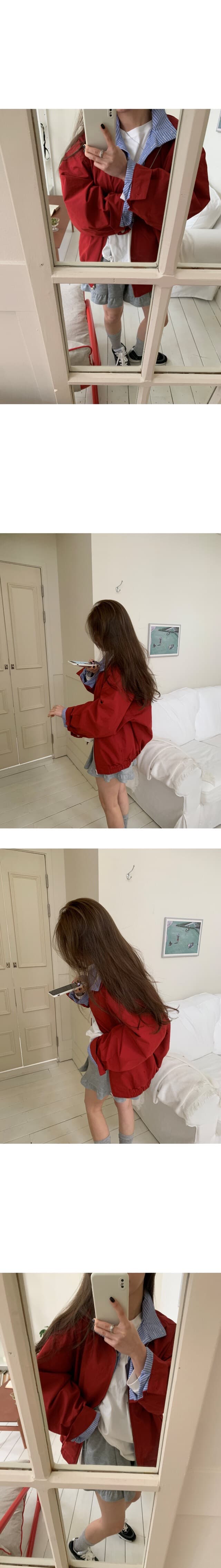 재고 있음 한 부서 패션 스트라이프 패치워크 폴로 칼라 오픈 가디건 재킷 재킷 가을 맨위 상세 이미지 13