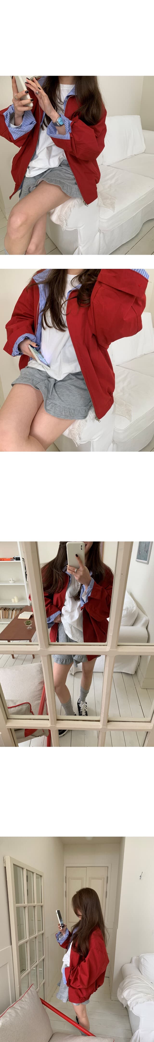 재고 있음 한 부서 패션 스트라이프 패치워크 폴로 칼라 오픈 가디건 재킷 재킷 가을 맨위 상세 이미지 15