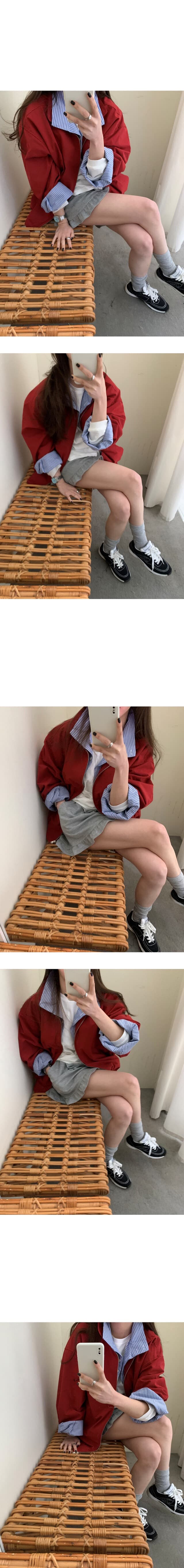 재고 있음 한 부서 패션 스트라이프 패치워크 폴로 칼라 오픈 가디건 재킷 재킷 가을 맨위 상세 이미지 20