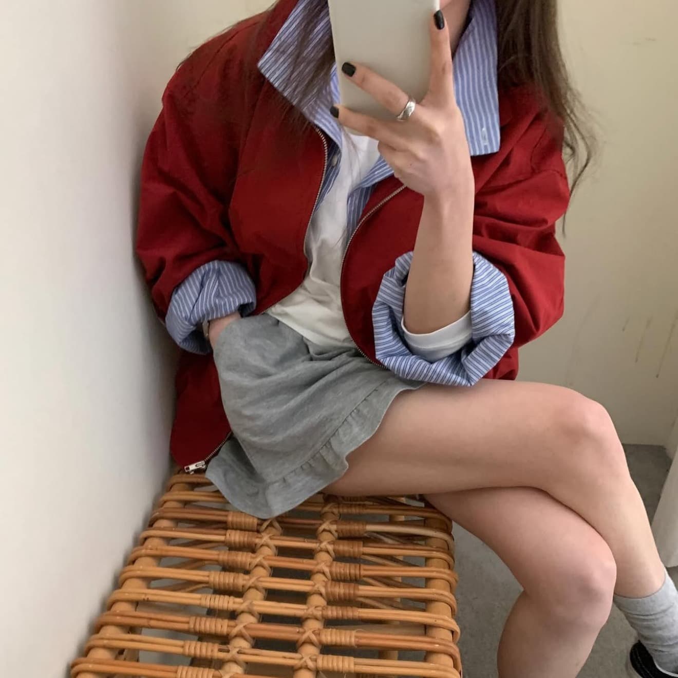 재고 있음 한 부서 패션 스트라이프 패치워크 폴로 칼라 오픈 가디건 재킷 재킷 가을 맨위 상세 이미지 21