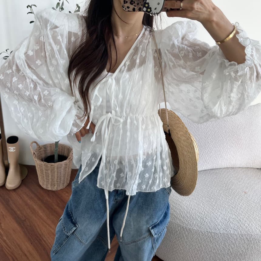 재고 있음 한 스타일 레이스업 다용도 셔츠 셔츠 상세 이미지 5