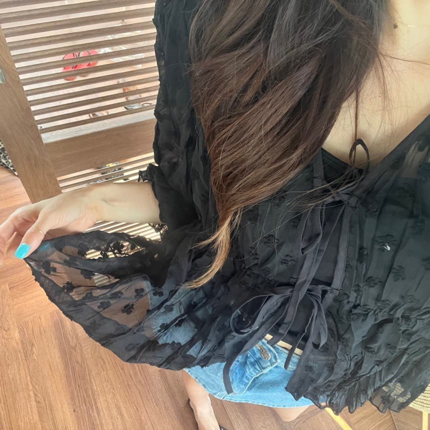 재고 있음 한 스타일 레이스업 다용도 셔츠 셔츠 상세 이미지 7