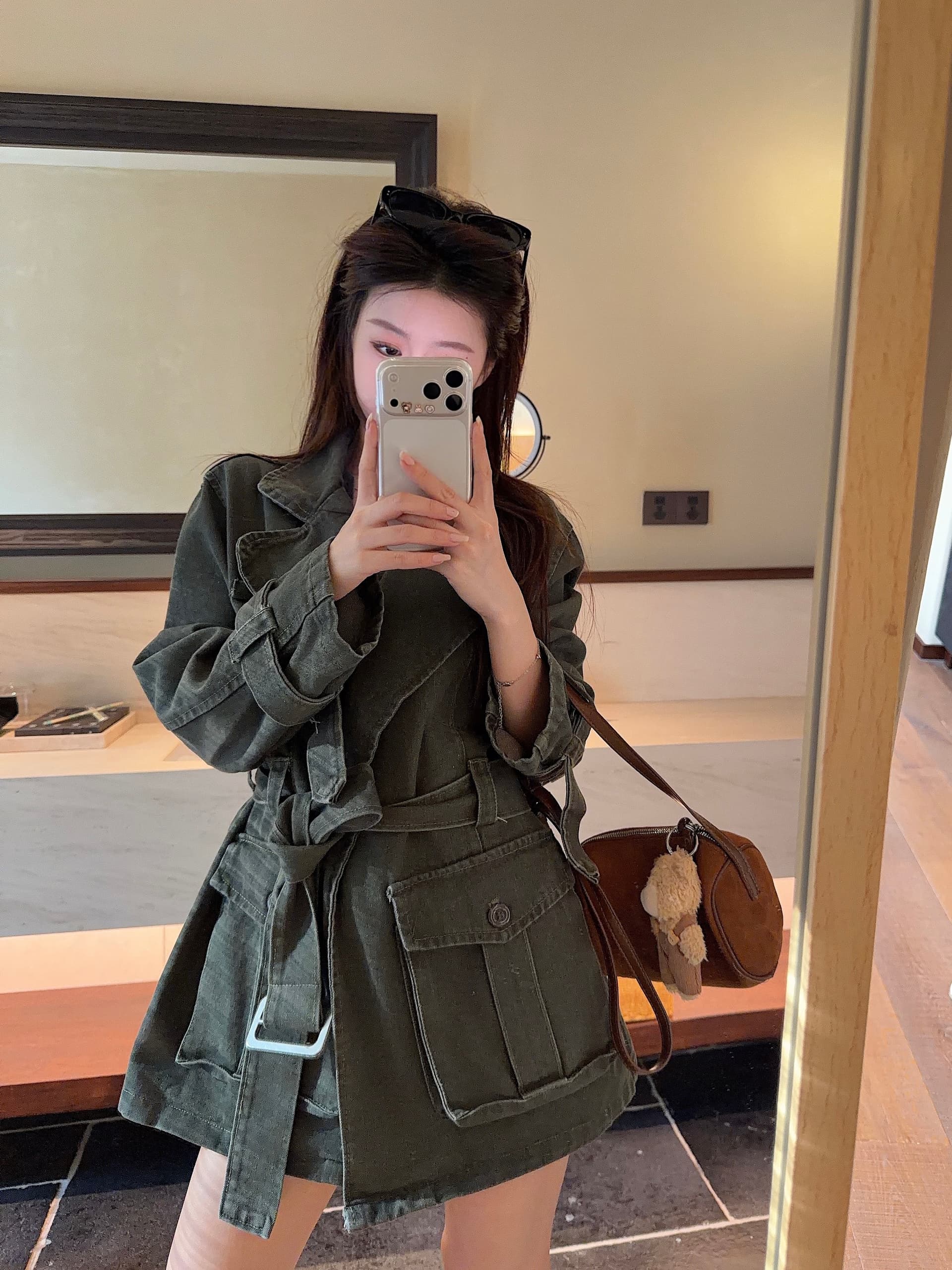 실사 정가 레트로 마 오래된 워크웨어 바람 레이스업 프로필 모양 재킷 26 봄 새로운 디자인 센스 허리 수축 재킷 상세 이미지 15