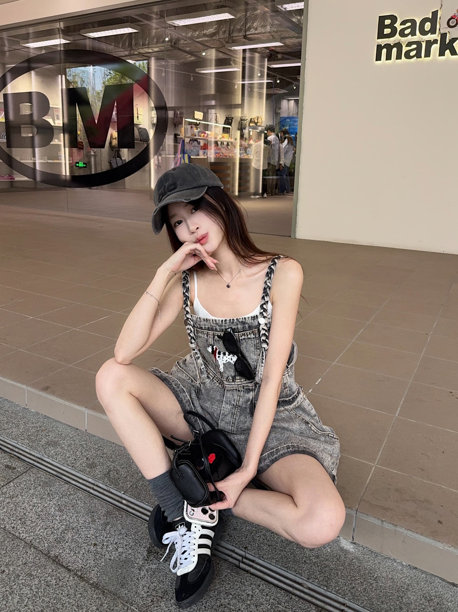 실사 정가 짜임 멜빵 청바지 여름 레트로 아메리칸 루즈핏 얇은 스타일 넓은 다리가 짧다. 바지 상세 이미지 15