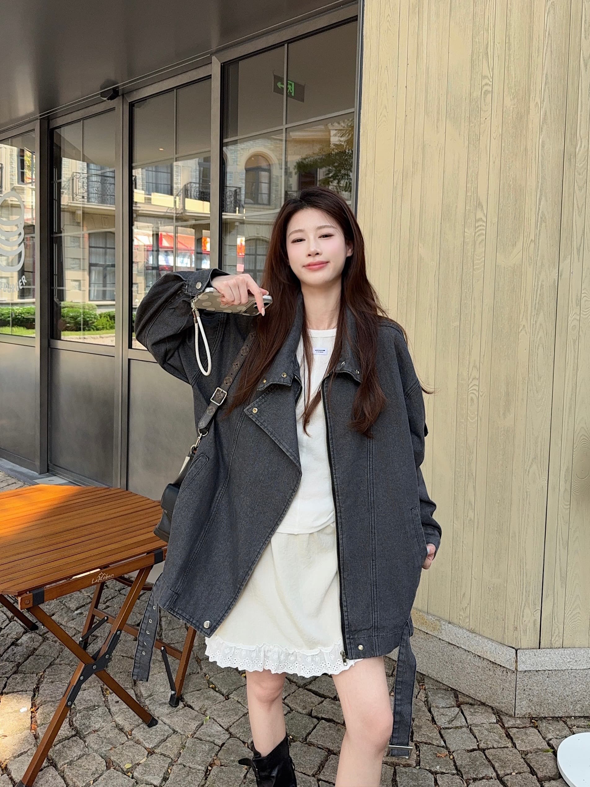 실사 정가 아메리칸 레트로 마 오래된 데님 재킷 가을 루즈핏 자이언트 잘 생긴 작은 키 외국 가스 맨위 트렌디 상세 이미지 1