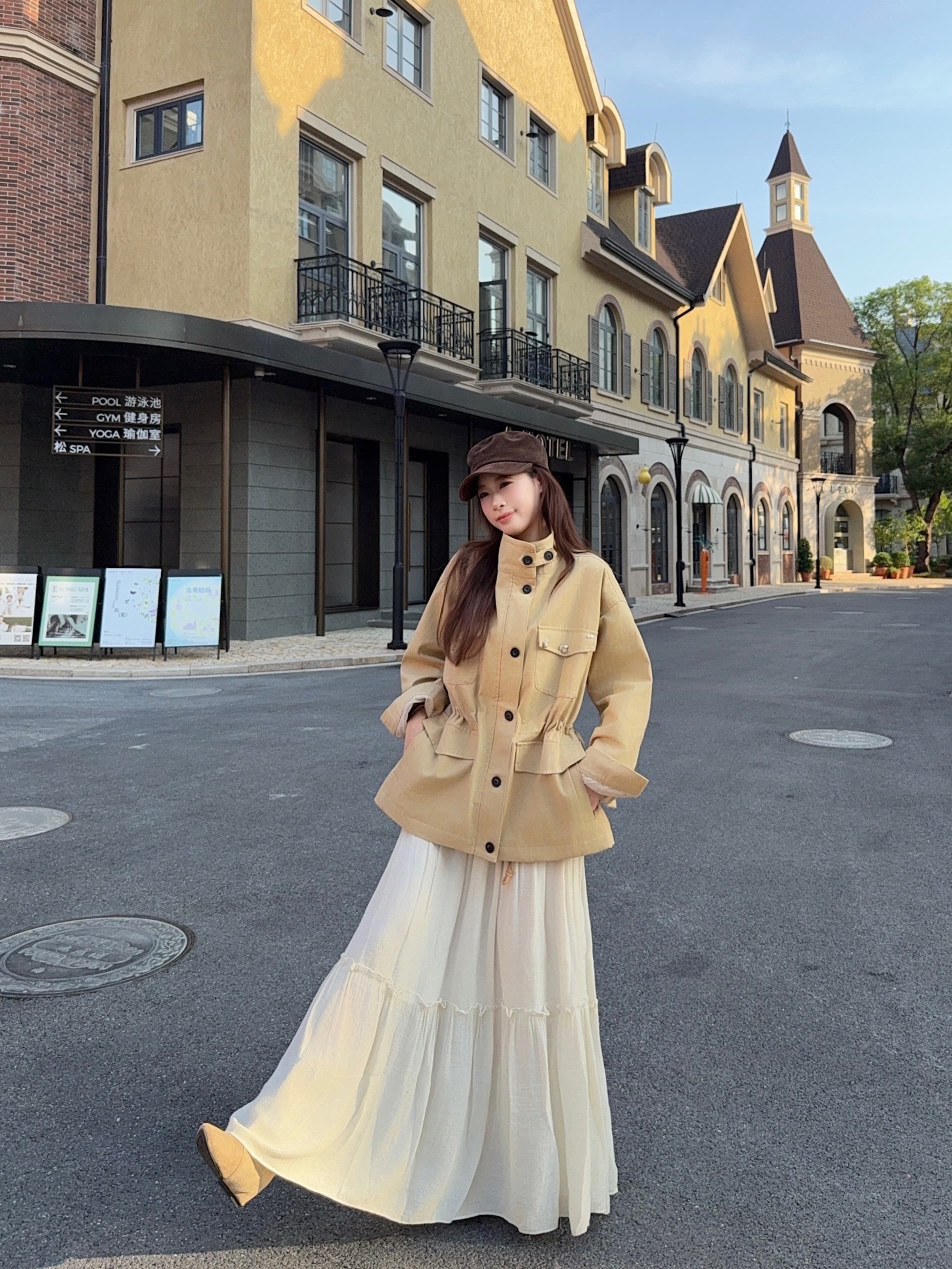 실사 정가 모델링 센스 워크웨어 가을 펌프 로프 바람막이 빅 포켓 마이크로 스탠드 칼라 루즈핏 프로필 모양 재킷 상세 이미지 5