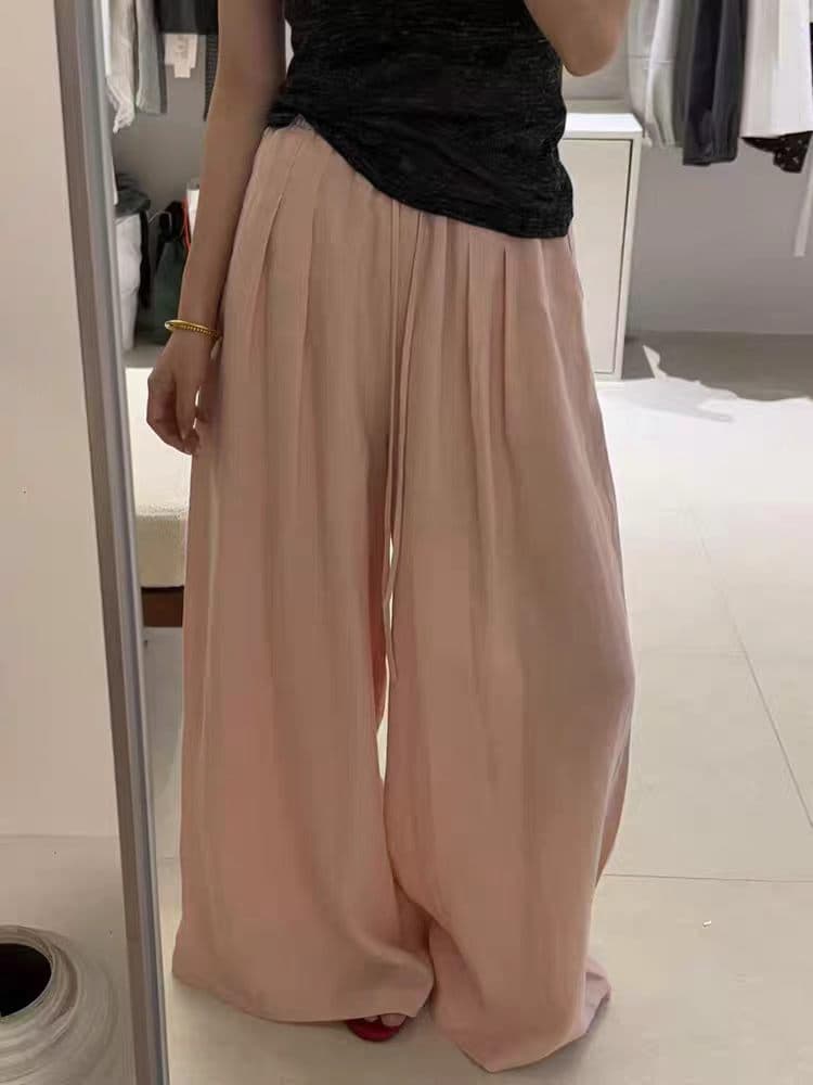 일본식 여름 얇은 스타일 아마 바지 지방 mm 여자 자이언트 잘 생긴 ~ 중 넓은 다리 모통이 칼 바지 느긋한 느슨함 센스 도루 센스 바지 상세 이미지 3