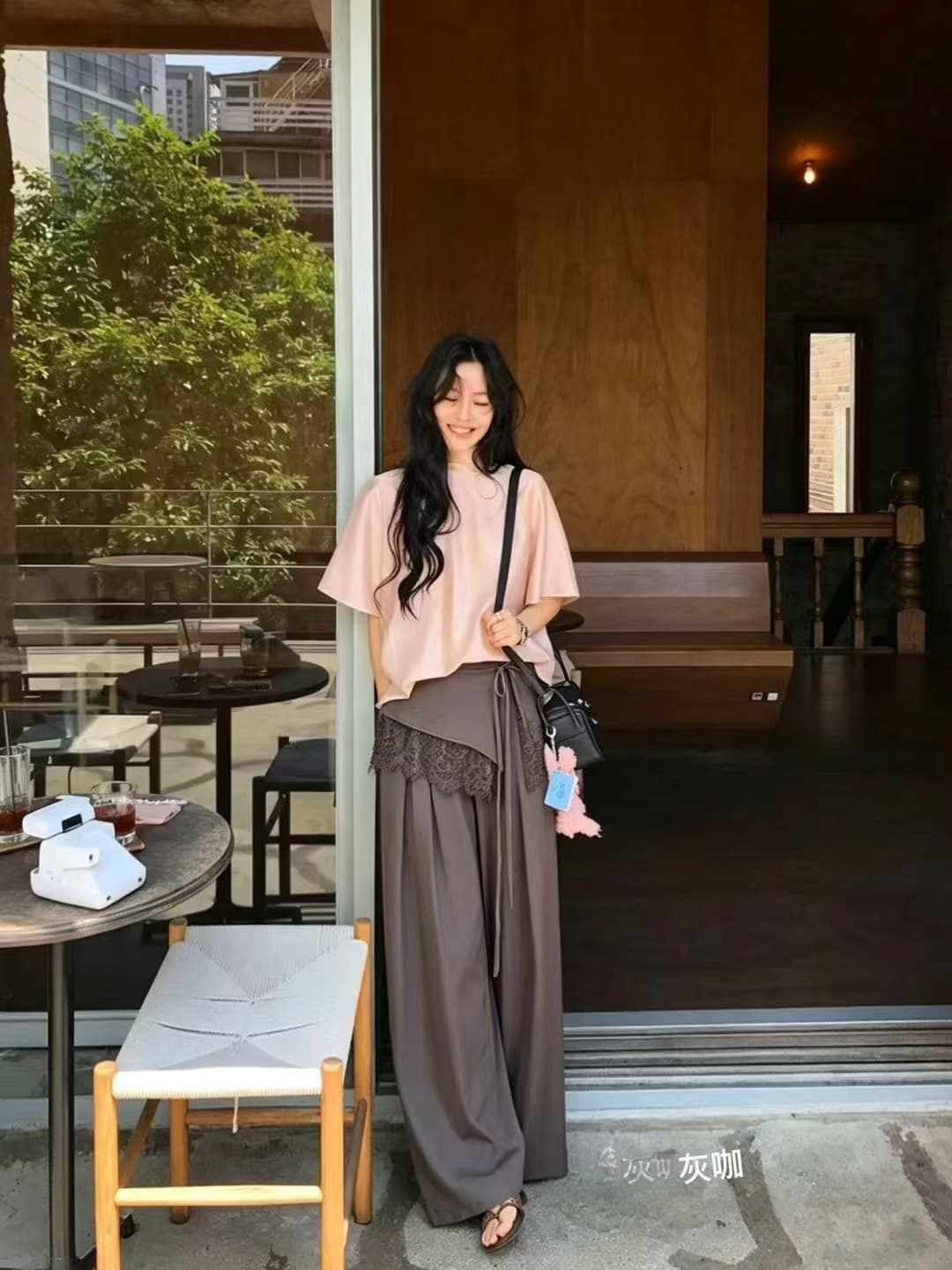 고급 유럽 상품 여름 새로운 디자인 센스 작은 대중 수 있습니다. 언 로딩 레이스 랩스커트팬츠 마 재료 루즈핏 슬림해 보이는 와이드 레깅스 바지 상세 이미지 2