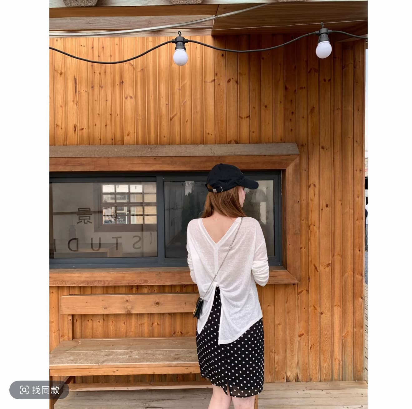 송 지혜 앤 여름 새로운 고급 디자인 센스 비틀림 수 있습니다. 둘 착용 부드러운 바람 하이웨이스트 검정색 도트 무늬 반신 스커트 이미지 4