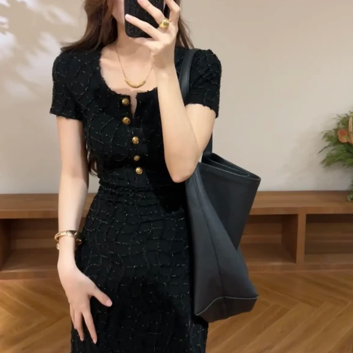 대 찌르기 여름 새로운 프랑스식 허리 수축 슬림해 보이는 라운드 넥 품격 드레스 롱 코트 이미지 6