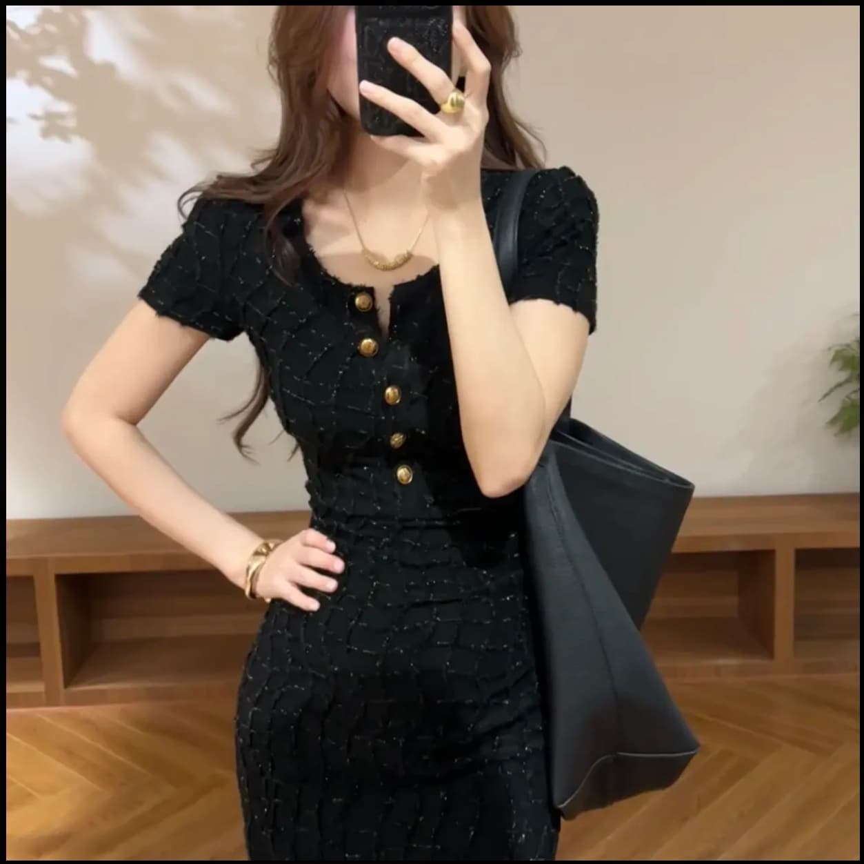 대 찌르기 여름 새로운 프랑스식 허리 수축 슬림해 보이는 라운드 넥 품격 드레스 롱 코트 상세 이미지 4