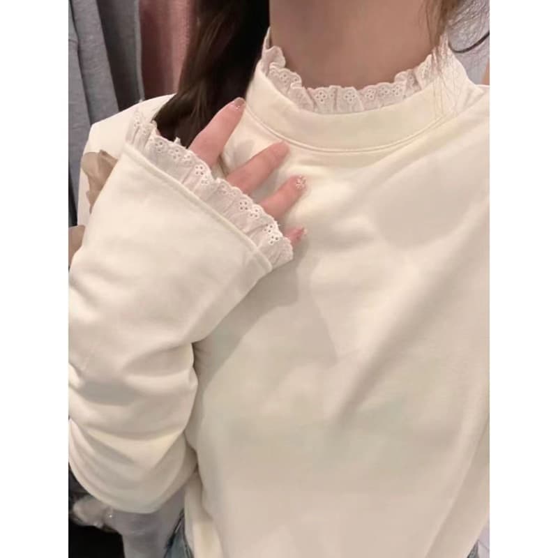 순면 리브 반하이넥 기본 셔츠 여성 인사이드 가져 가라. 봄 가을 겨울 몸매 가꾸기 긴팔 티셔츠 디자인 센스 레이스 맨위 서비스 이미지 4