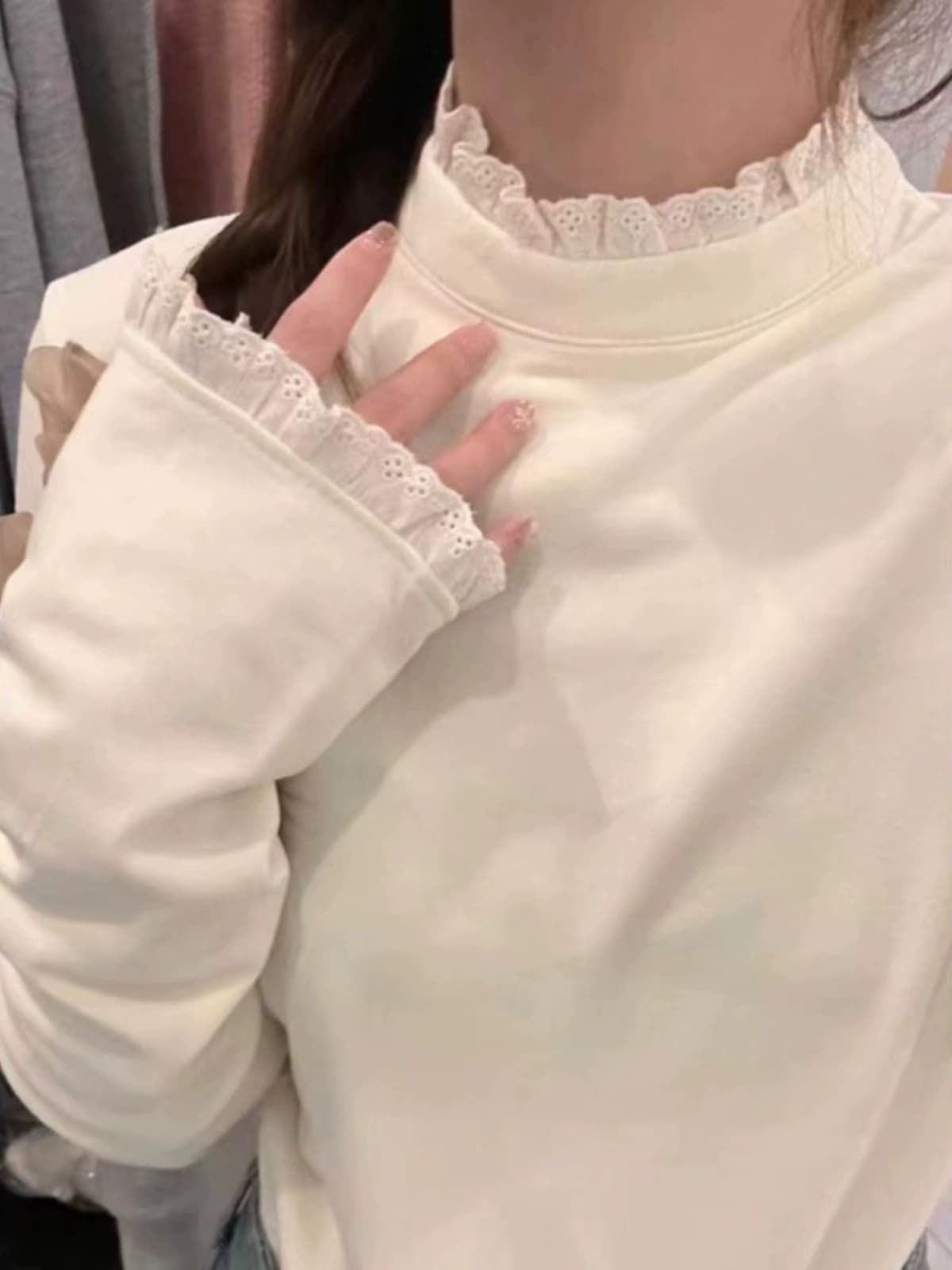 순면 리브 반하이넥 기본 셔츠 여성 인사이드 가져 가라. 봄 가을 겨울 몸매 가꾸기 긴팔 티셔츠 디자인 센스 레이스 맨위 서비스 상세 이미지 1
