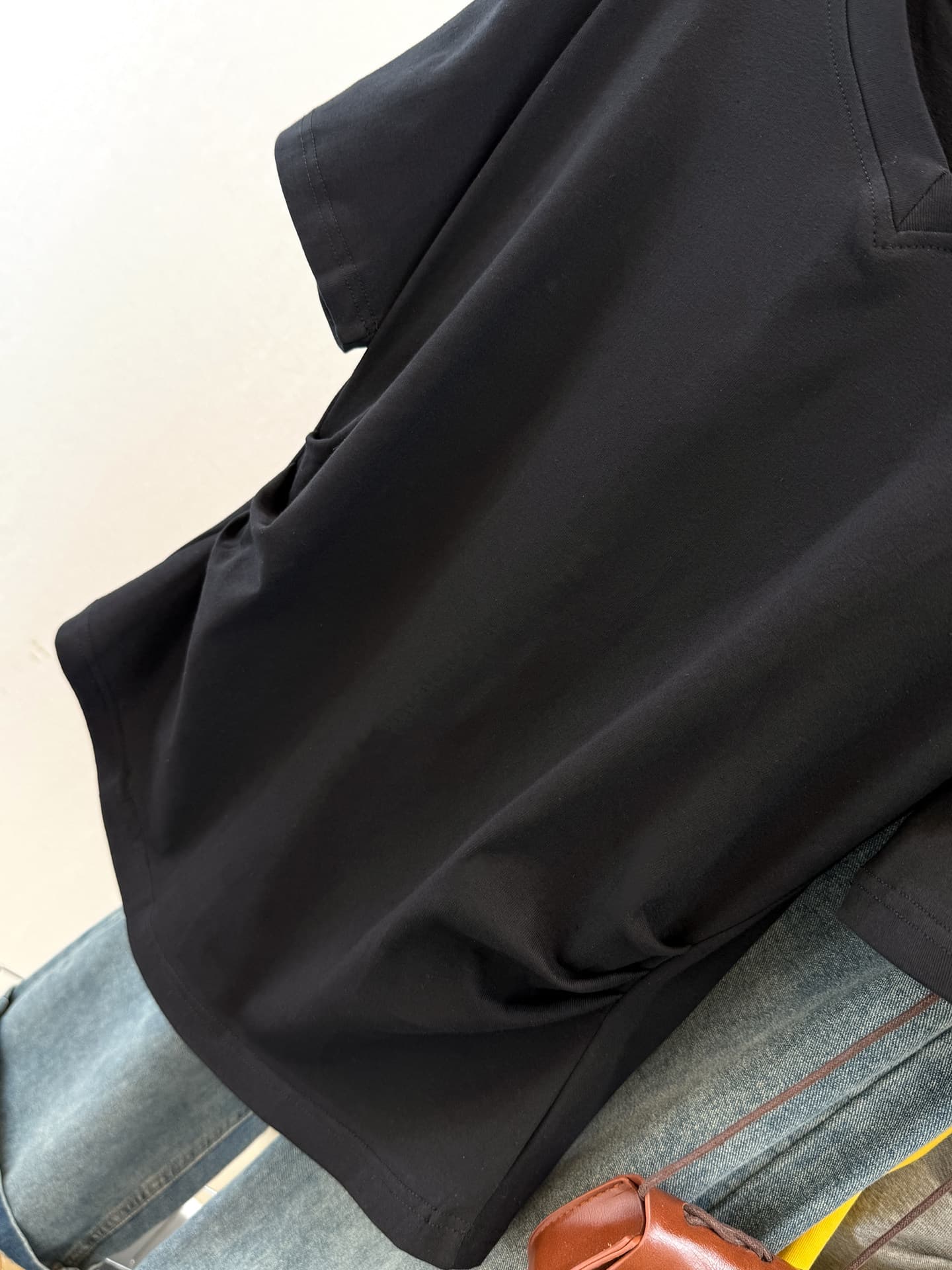 실사 V넥 주름 허리 수축 반팔 티셔츠 여성 여름 루즈핏 슬림해 보이는 한국 스타일 기본 셔츠 외출용 반소매 맨위 트렌디 상세 이미지 22