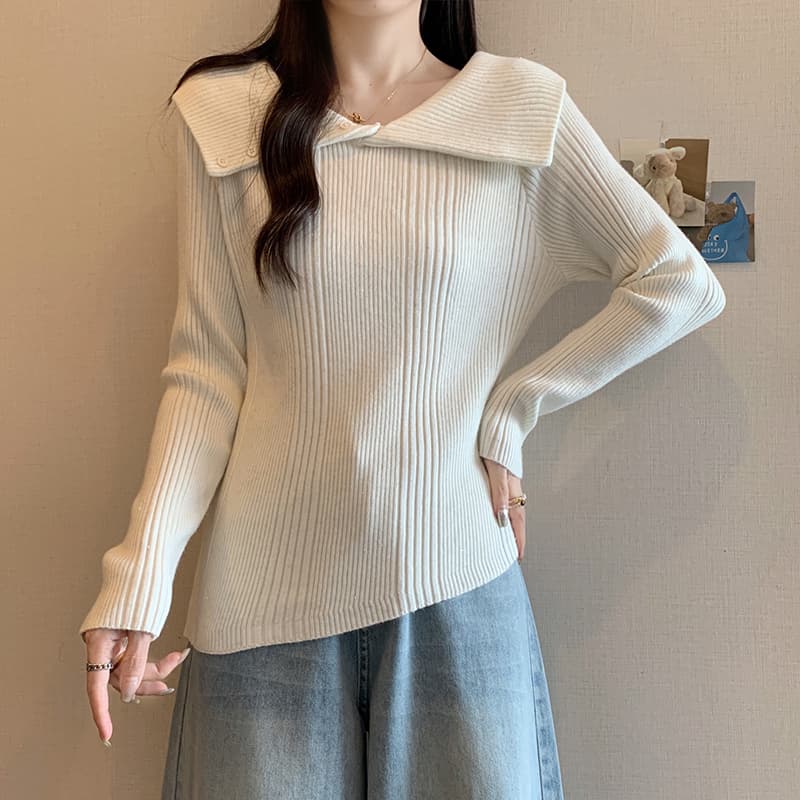 실사 빅 사이즈 여성 의류 가을과 겨울 지방 mm 한국 스타일 품격 디자인 센스 불규칙 빛나는 실광택 니트 스웨터 이미지 5