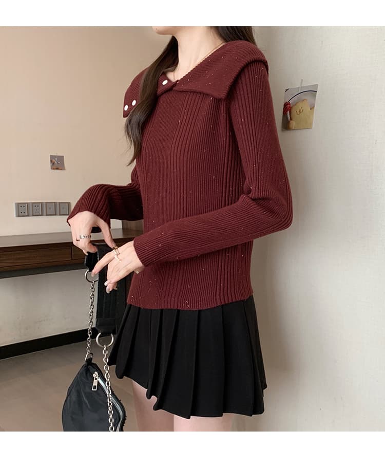 실사 빅 사이즈 여성 의류 가을과 겨울 지방 mm 한국 스타일 품격 디자인 센스 불규칙 빛나는 실광택 니트 스웨터 상세 이미지 16